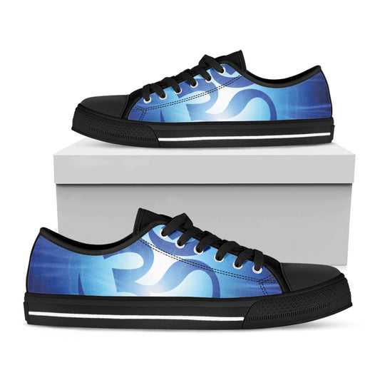 Mantra Om Print Black Low Top Shoes 