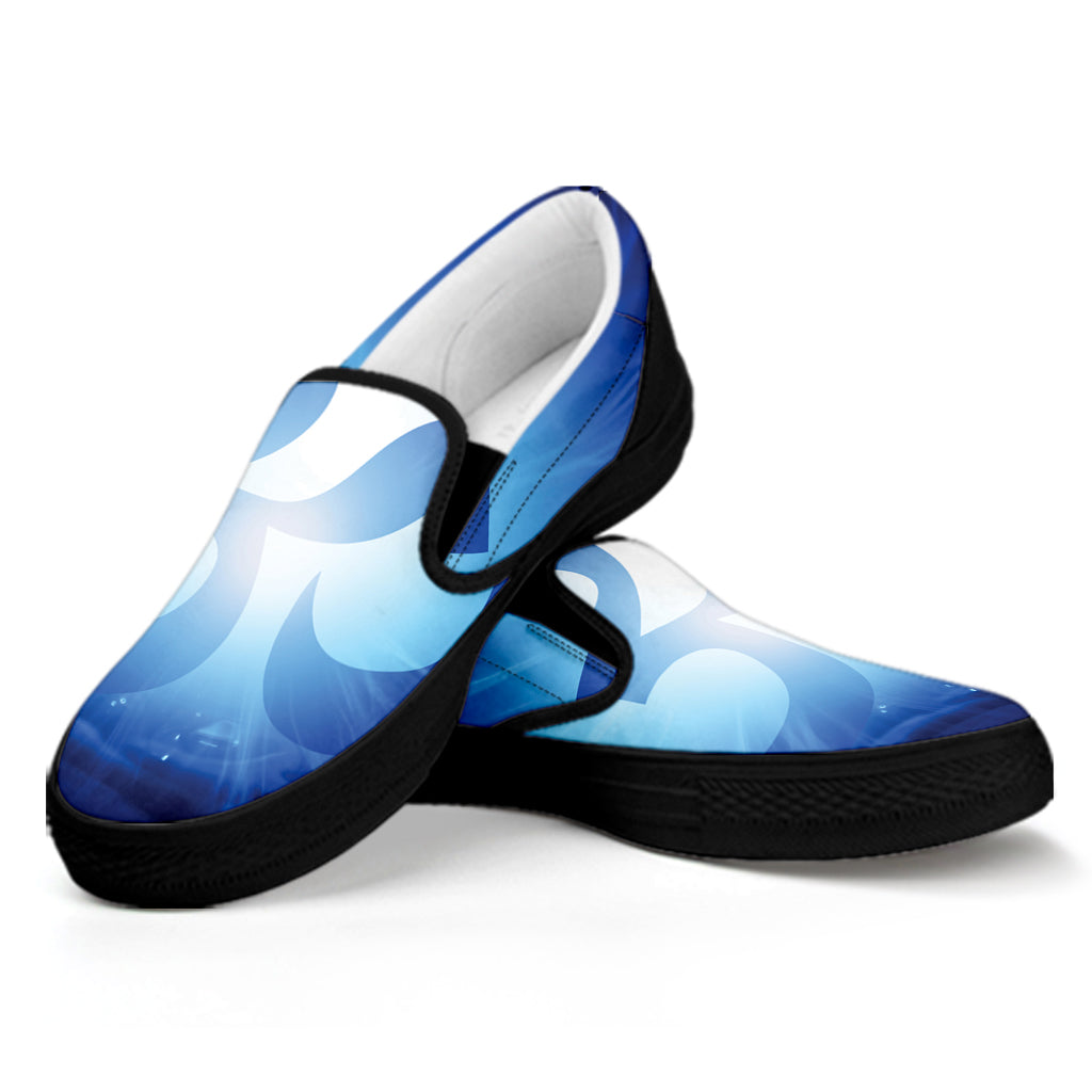 Mantra Om Print Black Slip On Shoes