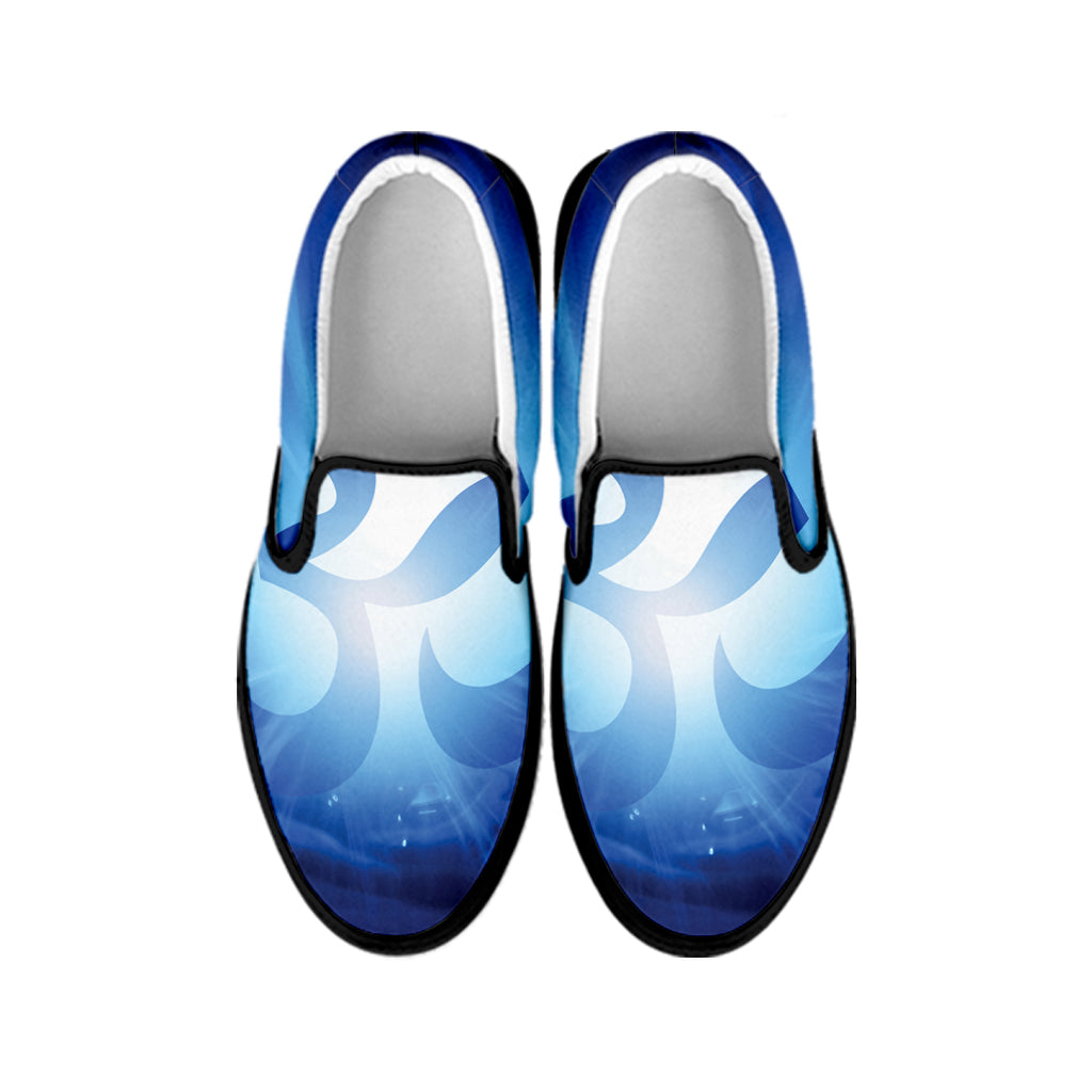 Mantra Om Print Black Slip On Shoes