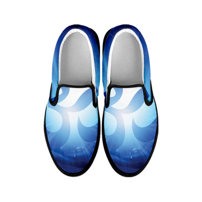 Mantra Om Print Black Slip On Shoes