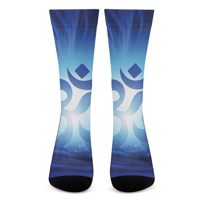 Mantra Om Print Crew Socks