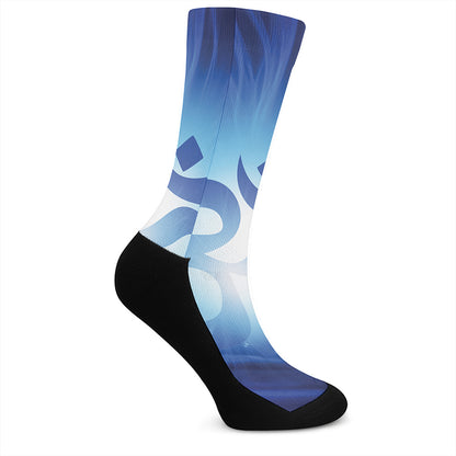 Mantra Om Print Crew Socks