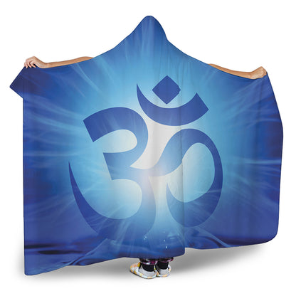 Mantra Om Print Hooded Blanket