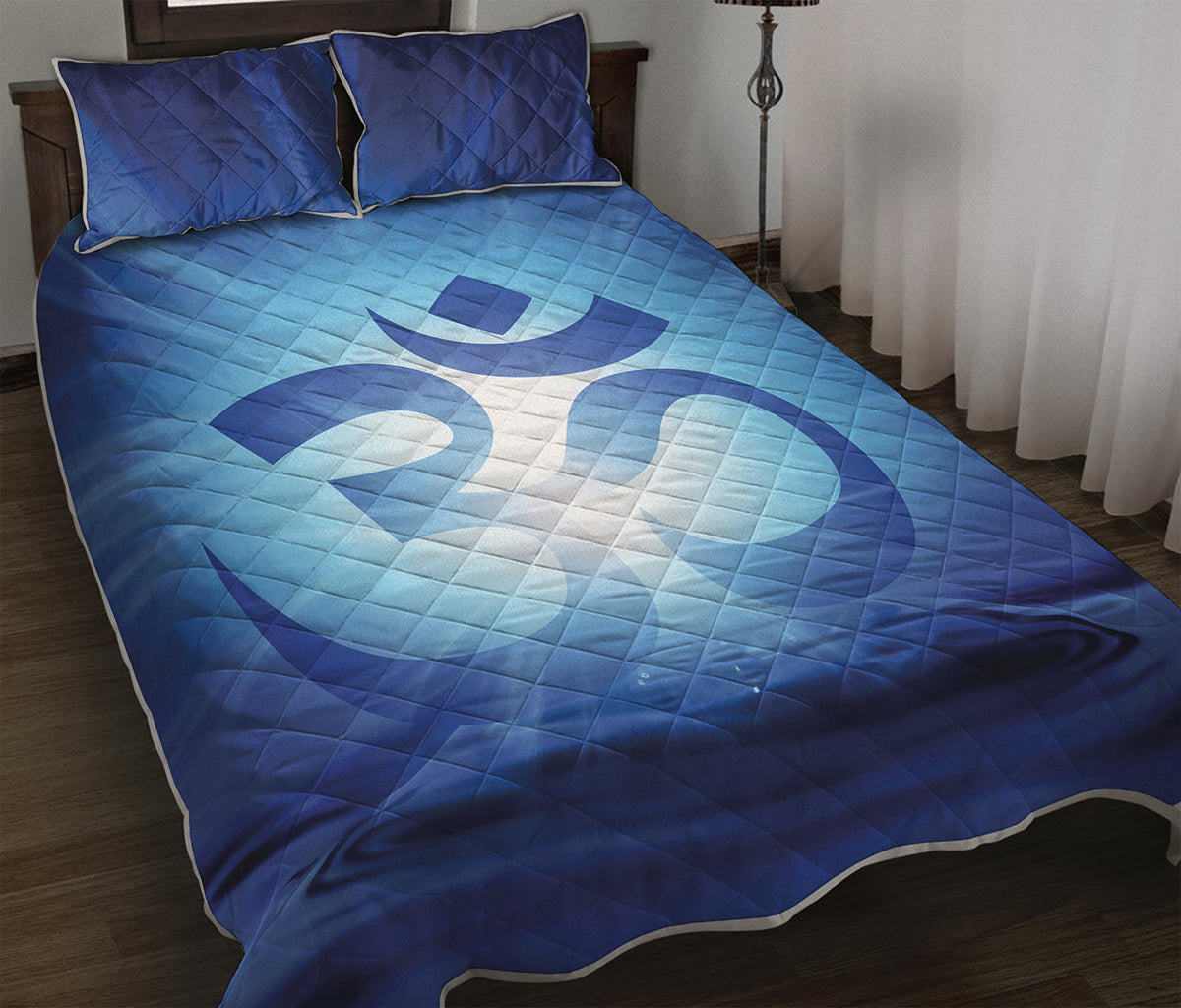 Mantra Om Print Quilt Bed Set