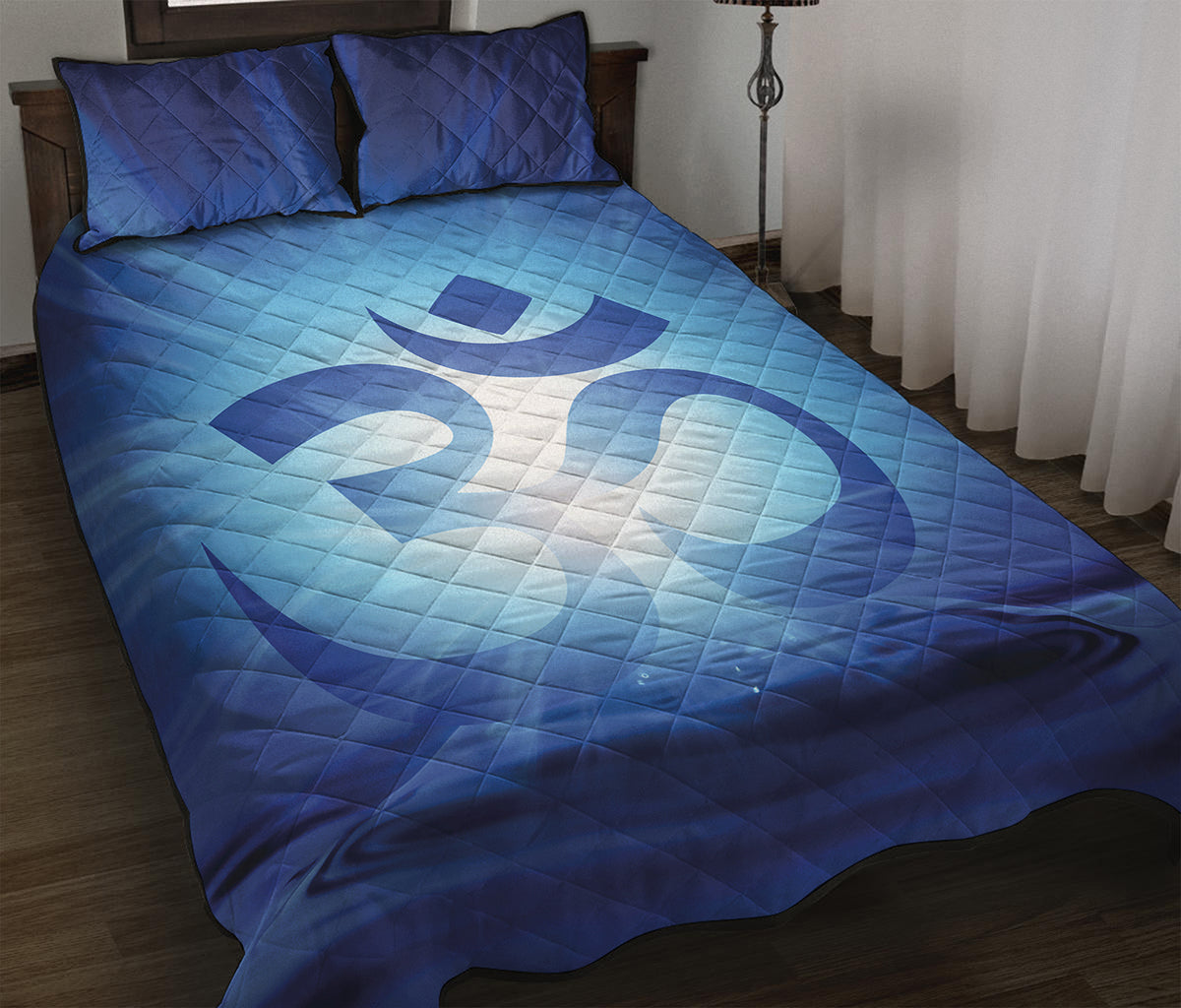 Mantra Om Print Quilt Bed Set