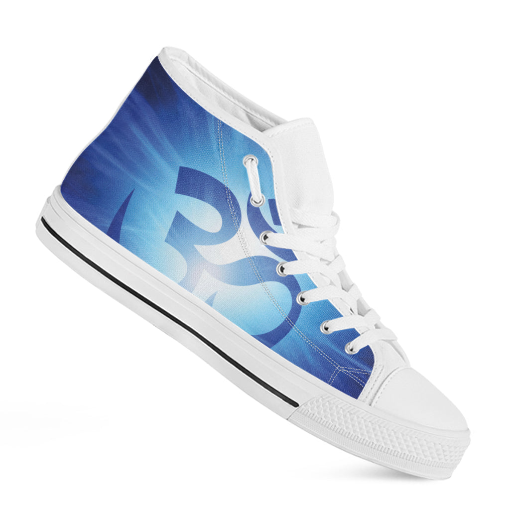 Mantra Om Print White High Top Shoes