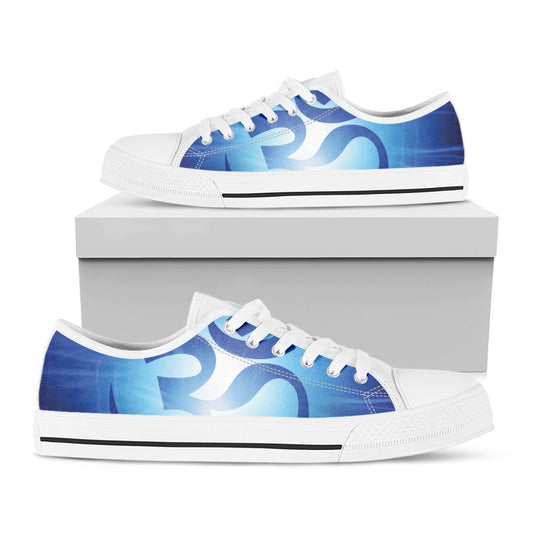 Mantra Om Print White Low Top Shoes