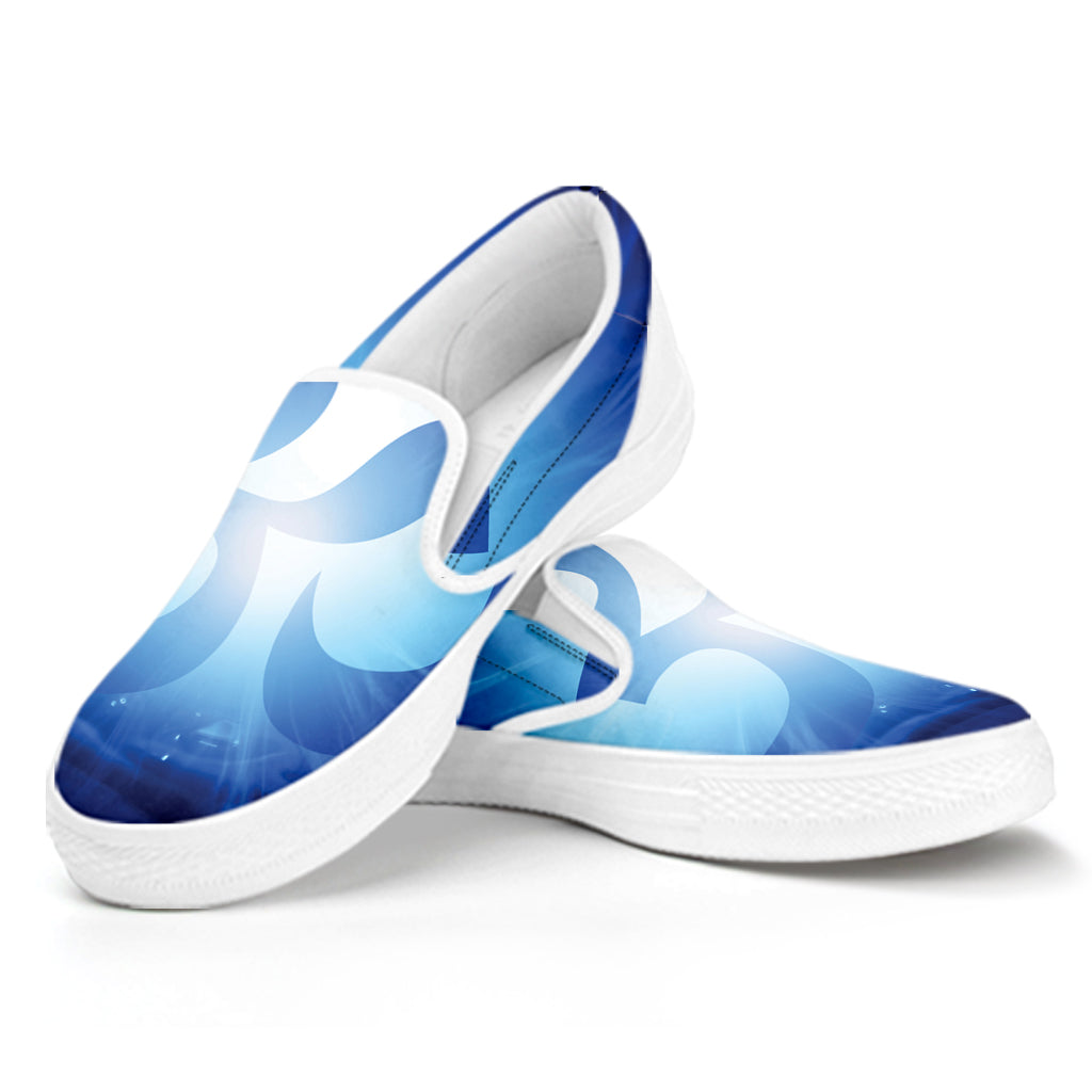 Mantra Om Print White Slip On Shoes