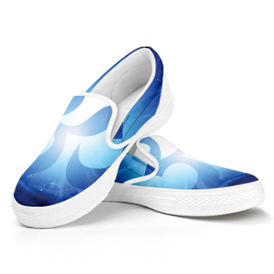 Mantra Om Print White Slip On Shoes