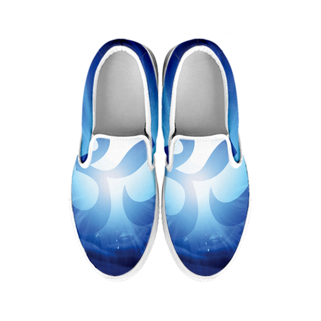 Mantra Om Print White Slip On Shoes