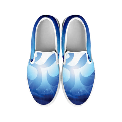 Mantra Om Print White Slip On Shoes