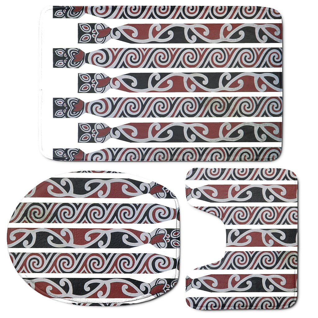 Maori Fence Print 3 Piece Bath Mat Set