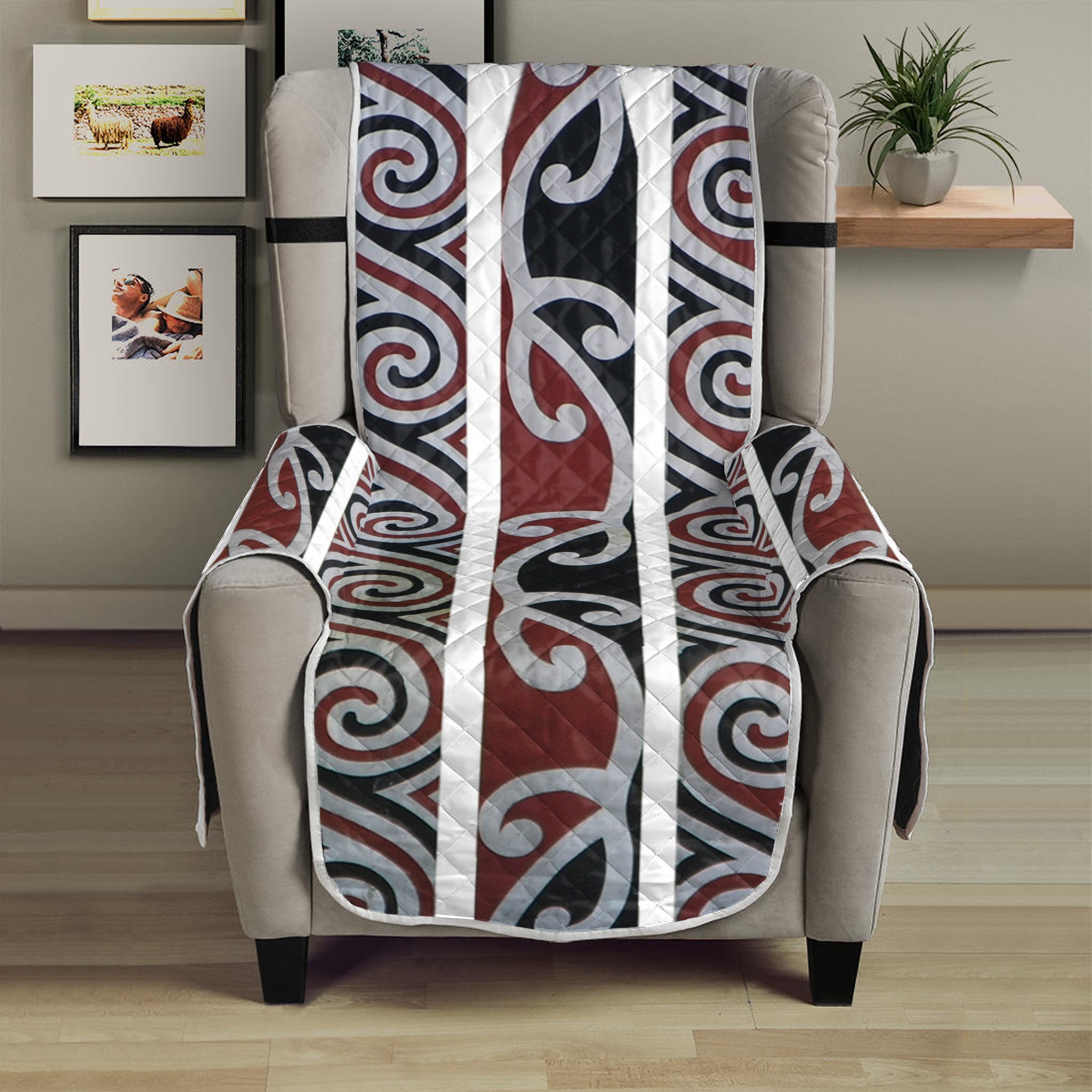 Maori Fence Print Armchair Protector