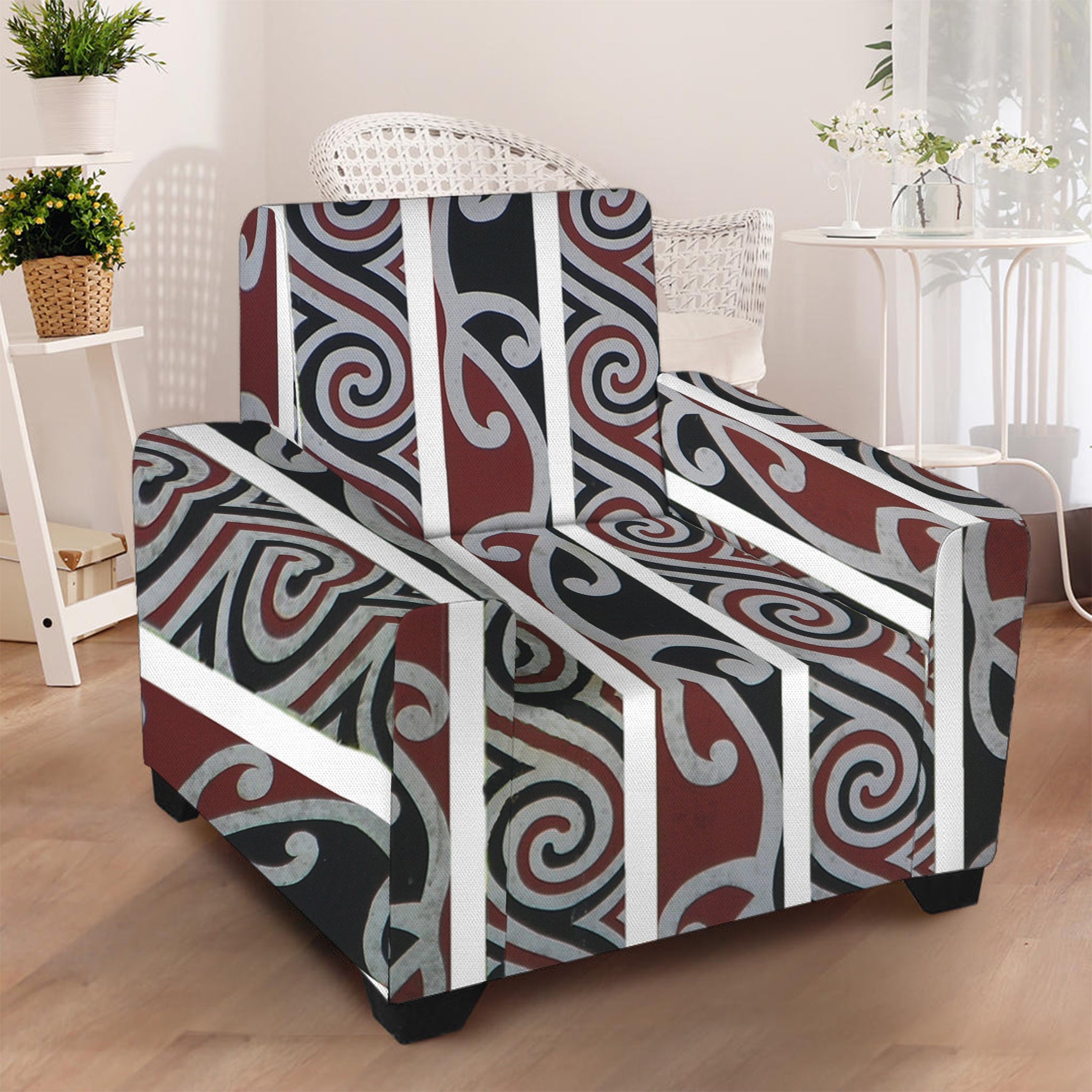 Maori Fence Print Armchair Slipcover