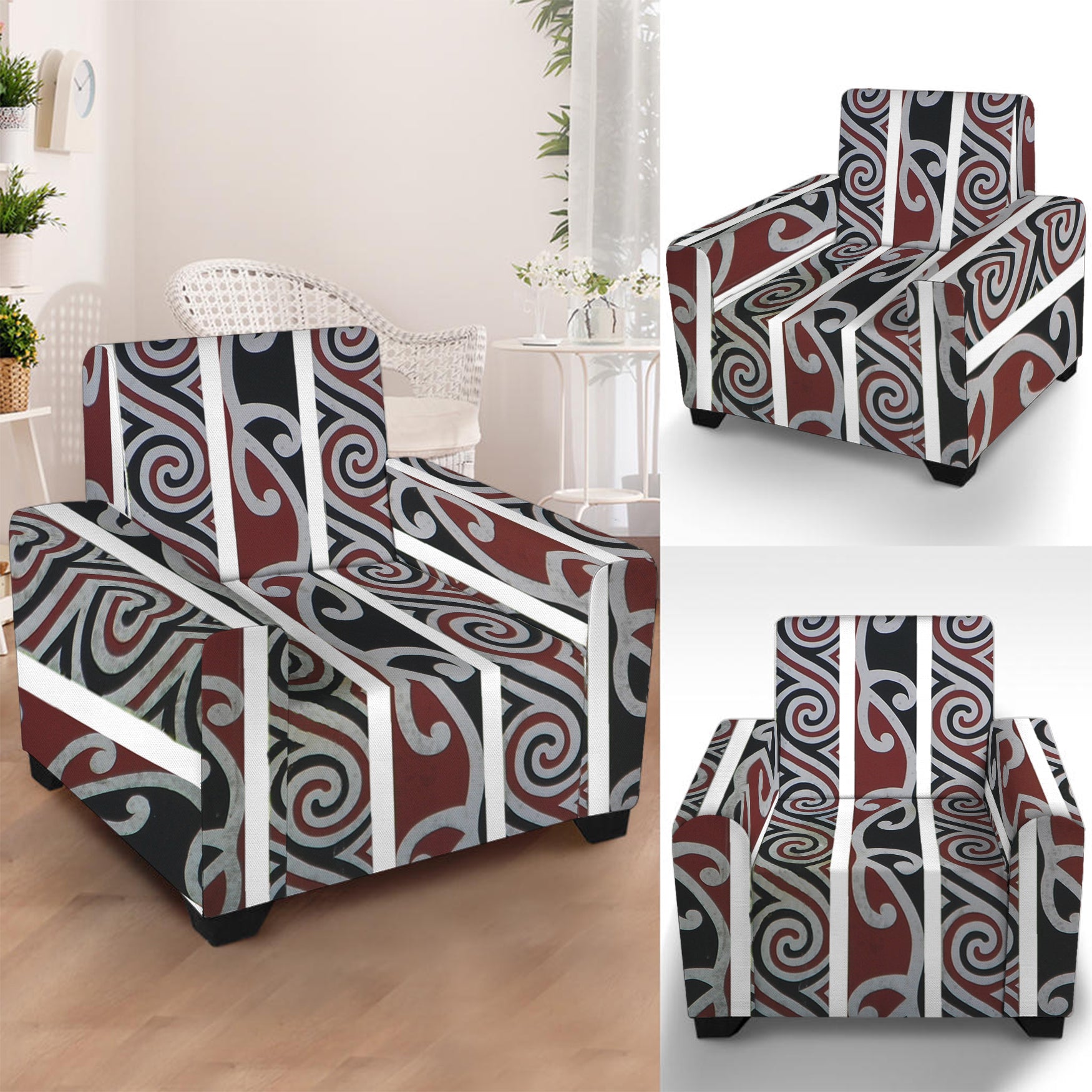 Maori Fence Print Armchair Slipcover