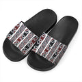 Maori Fence Print Black Slide Sandals