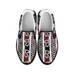 Maori Fence Print Black Slip On Shoes