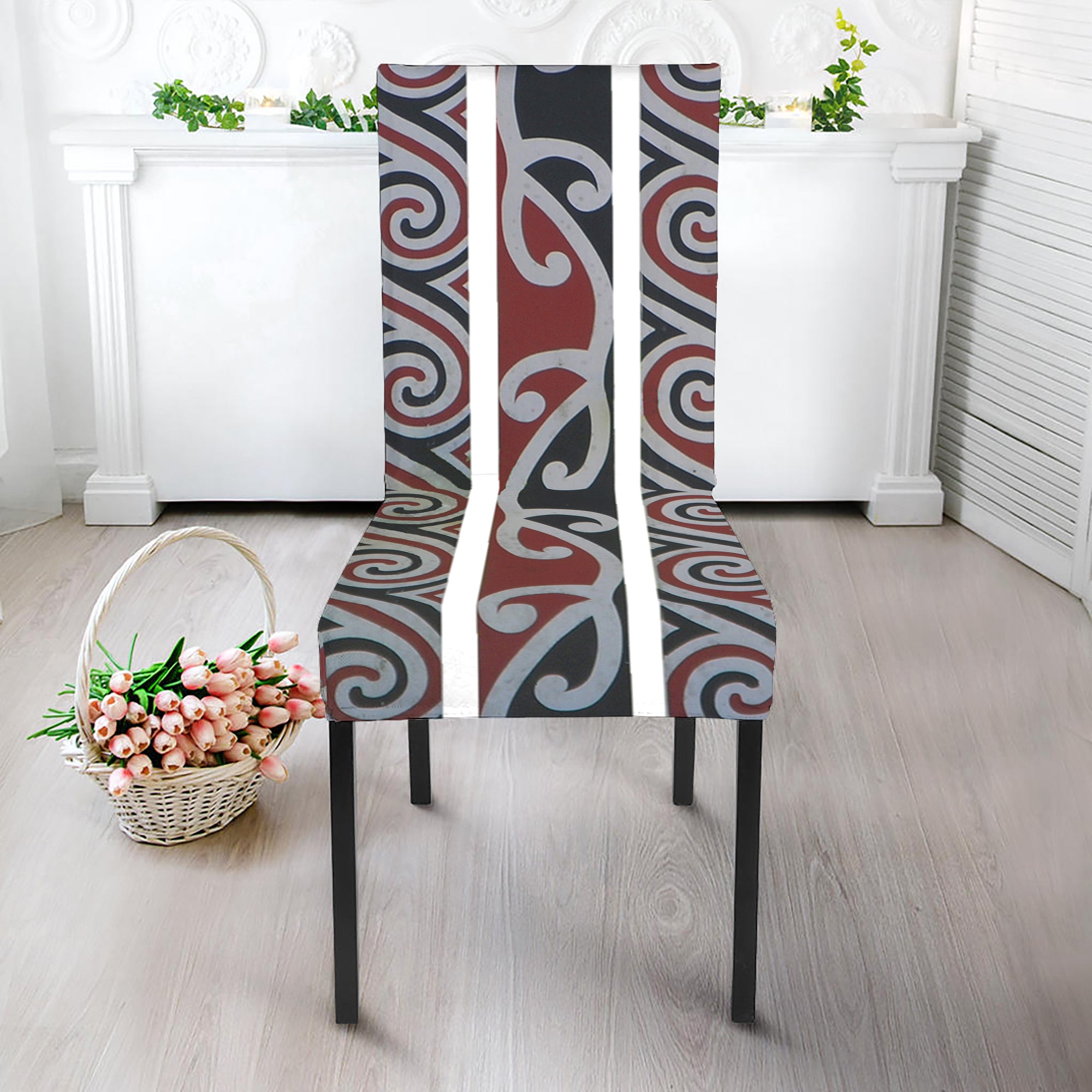 Maori Fence Print Dining Chair Slipcover