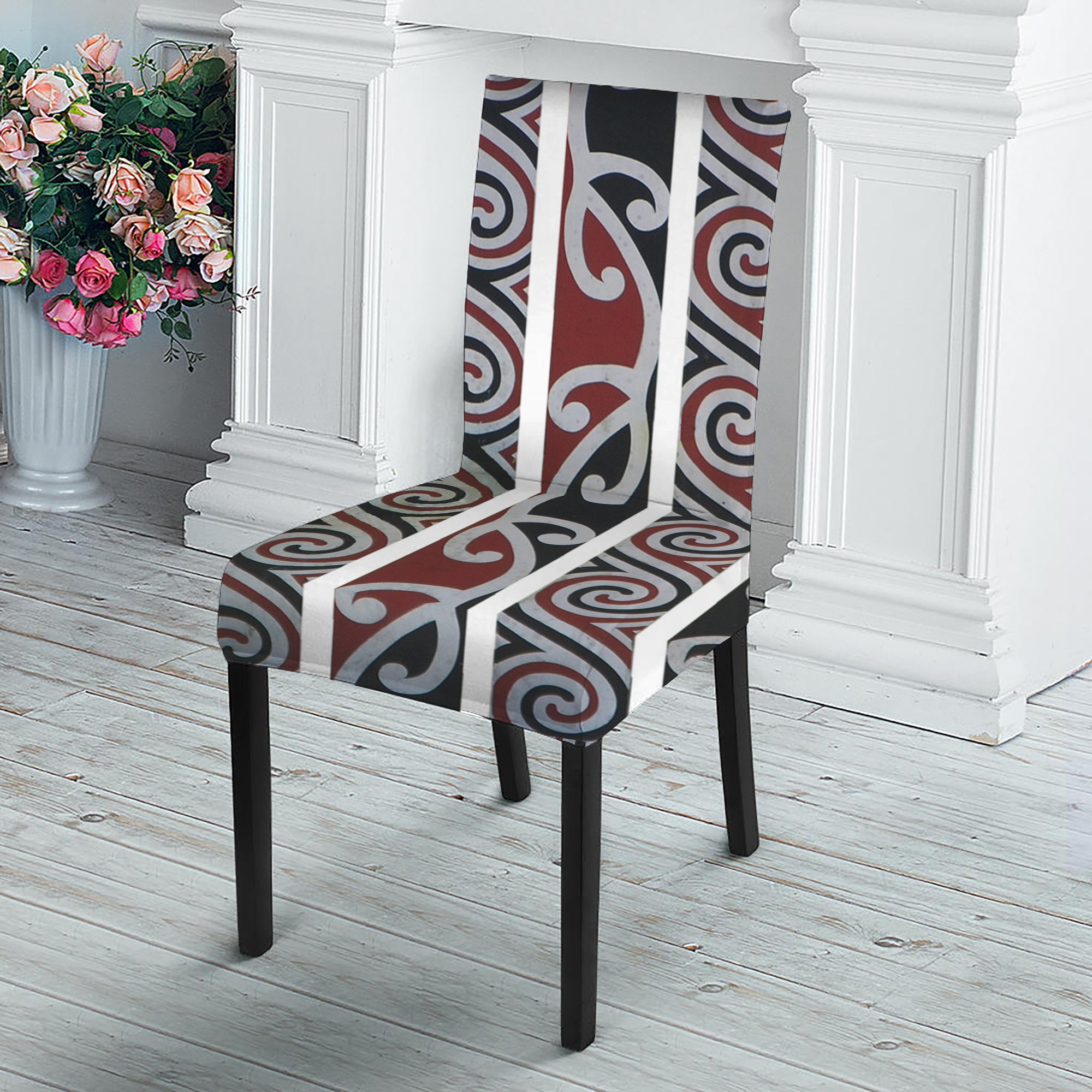 Maori Fence Print Dining Chair Slipcover