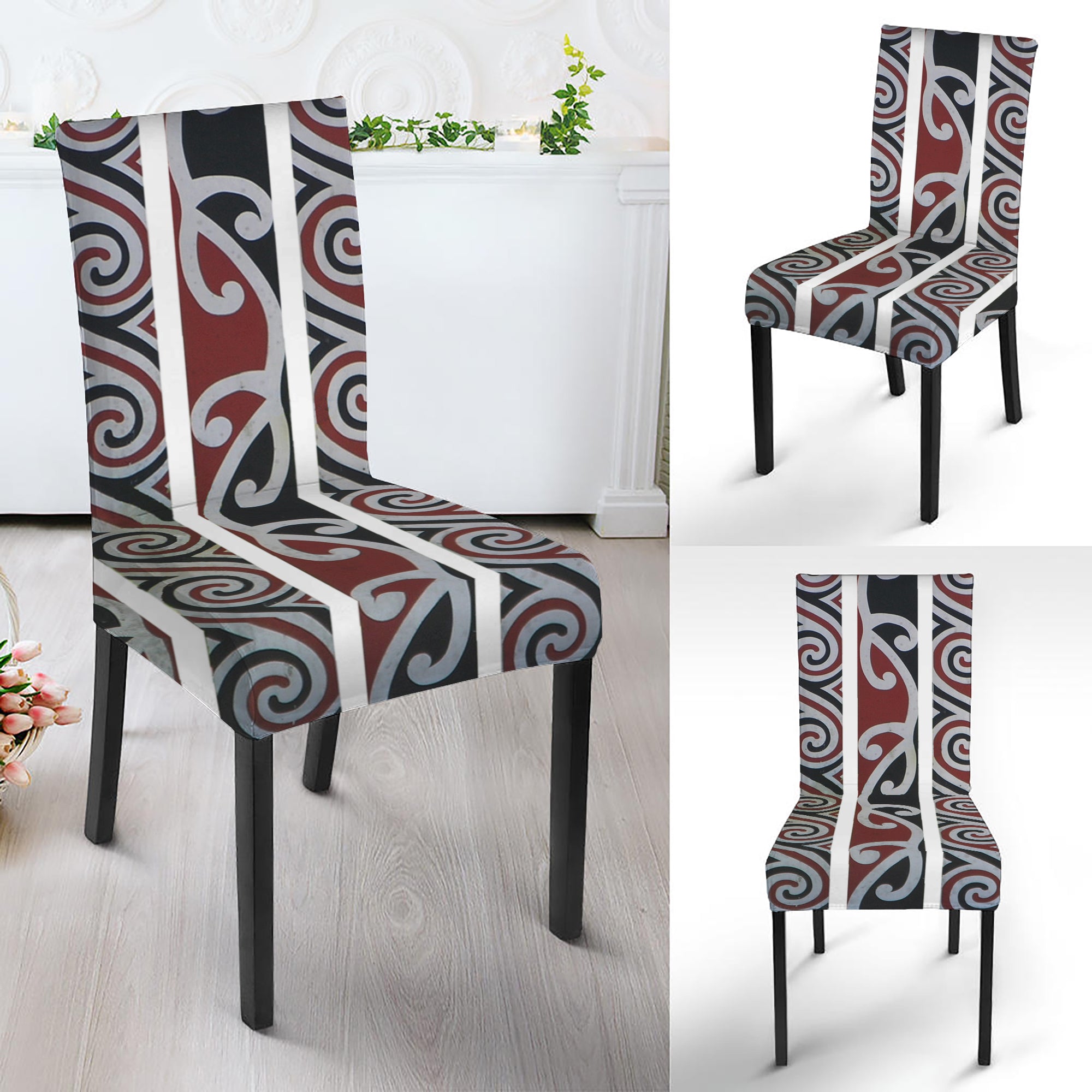 Maori Fence Print Dining Chair Slipcover