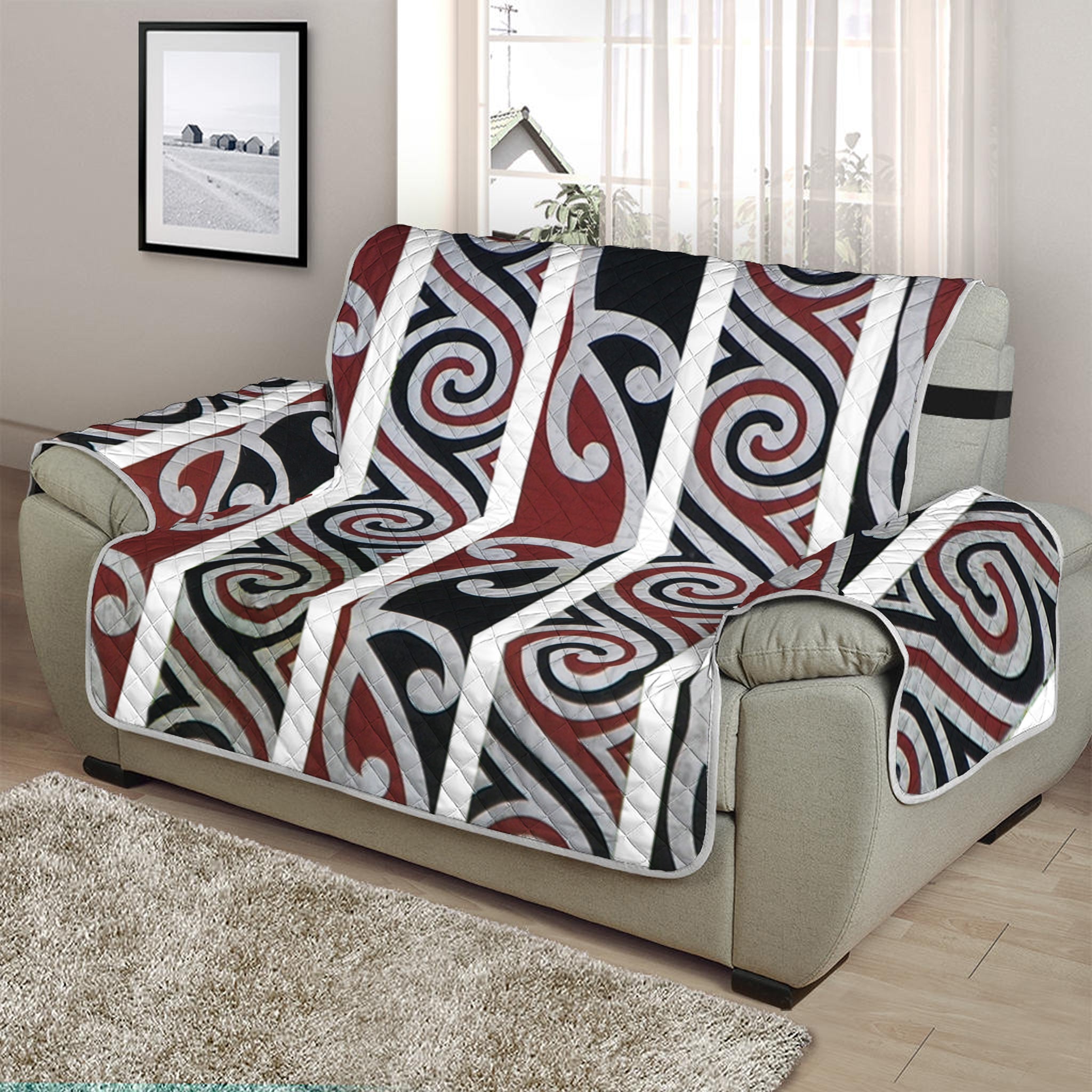 Maori Fence Print Half Sofa Protector