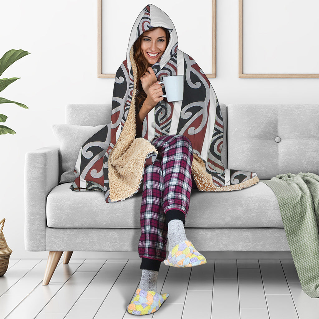 Maori Fence Print Hooded Blanket
