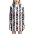 Maori Fence Print Pullover Hoodie Dress