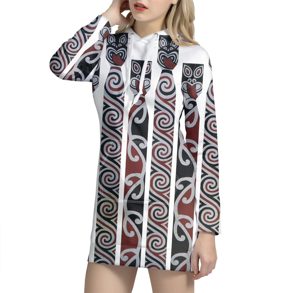 Maori Fence Print Hoodie Dress