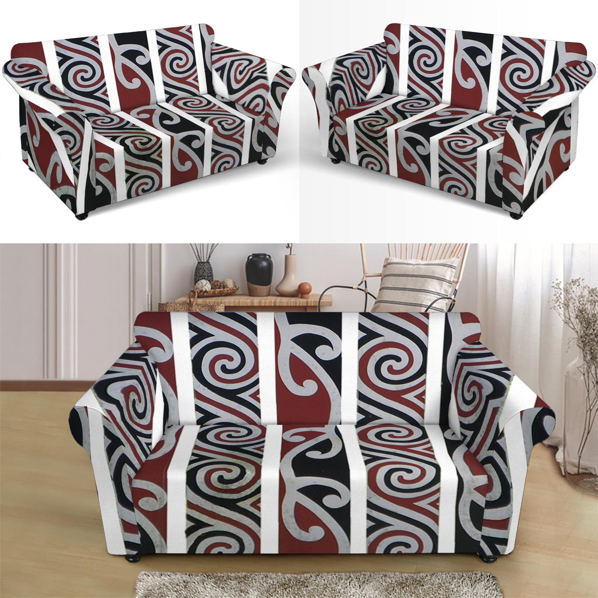 Maori Fence Print Loveseat Slipcover