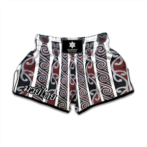 Maori Fence Print Muay Thai Boxing Shorts