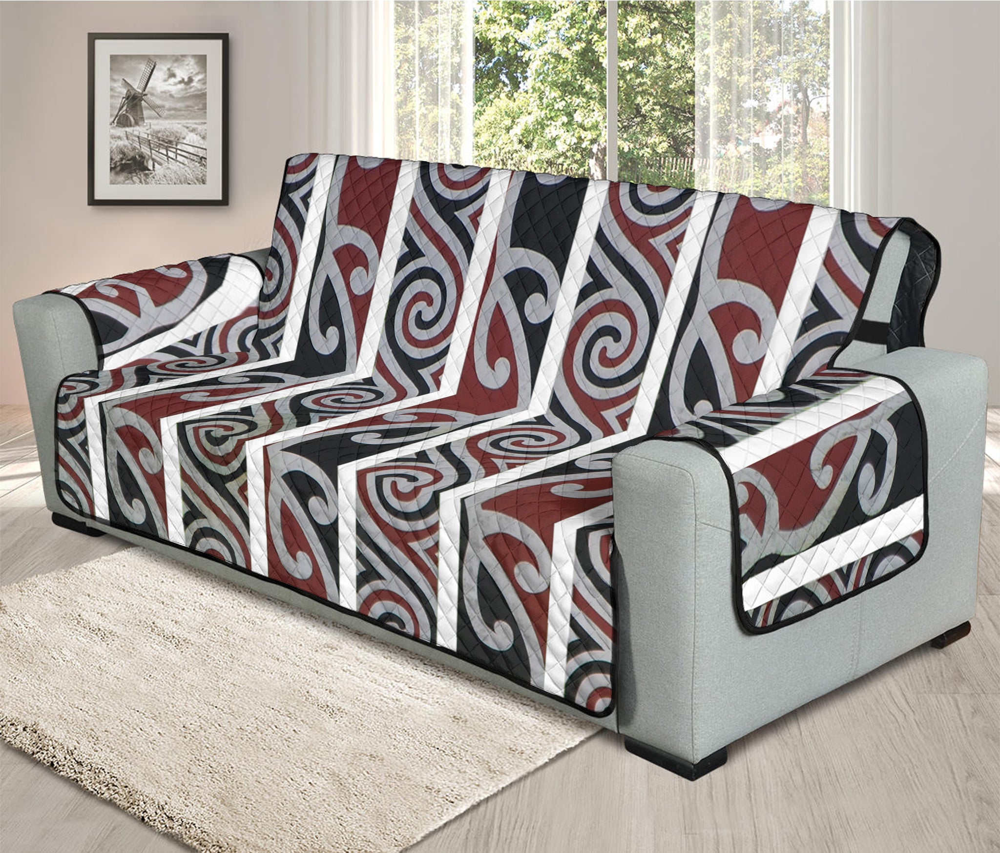 Maori Fence Print Oversized Sofa Protector