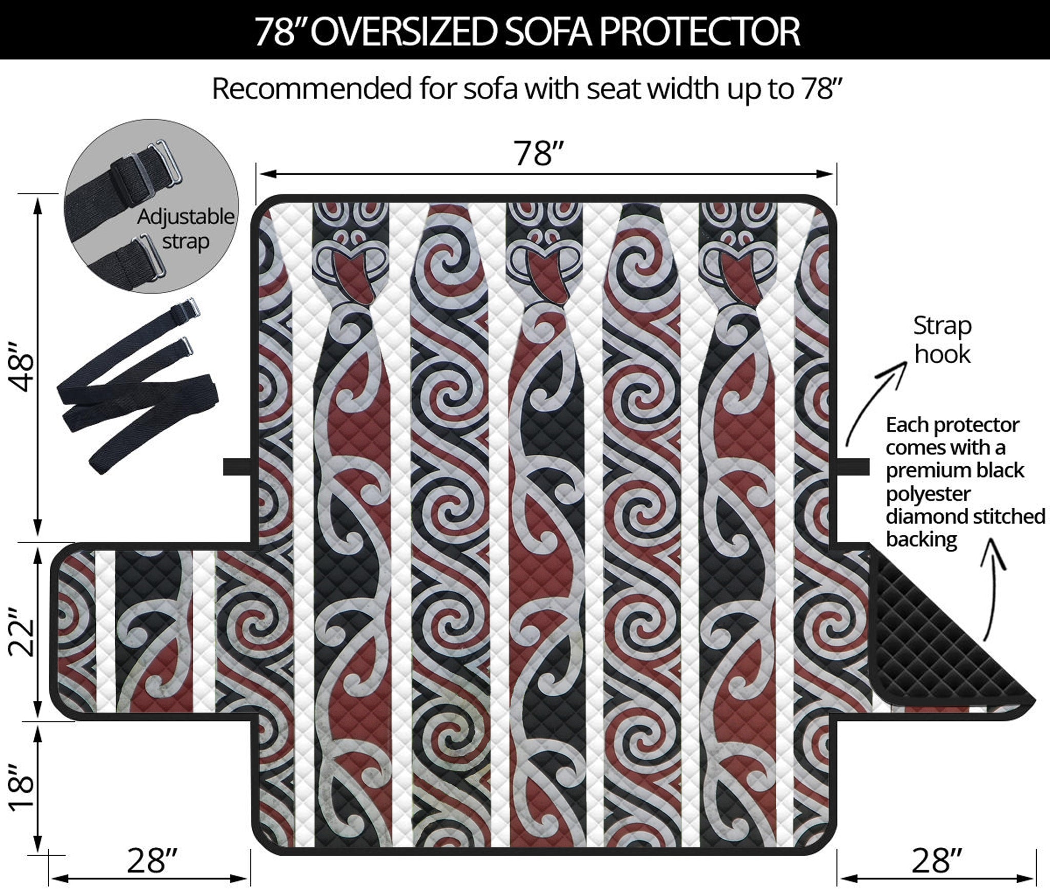 Maori Fence Print Oversized Sofa Protector