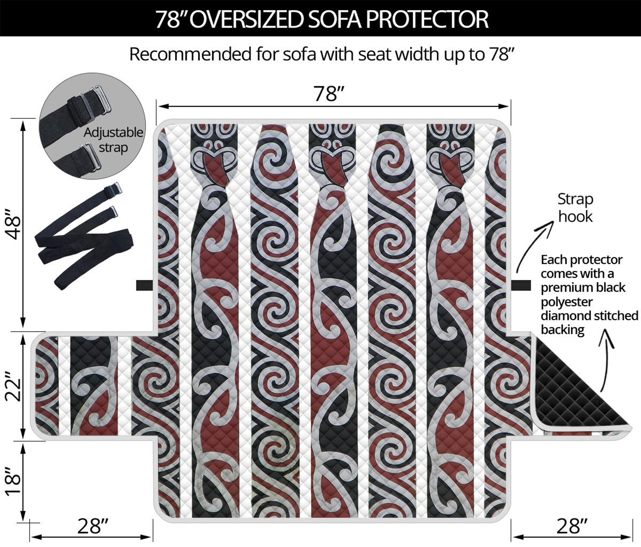 Maori Fence Print Oversized Sofa Protector