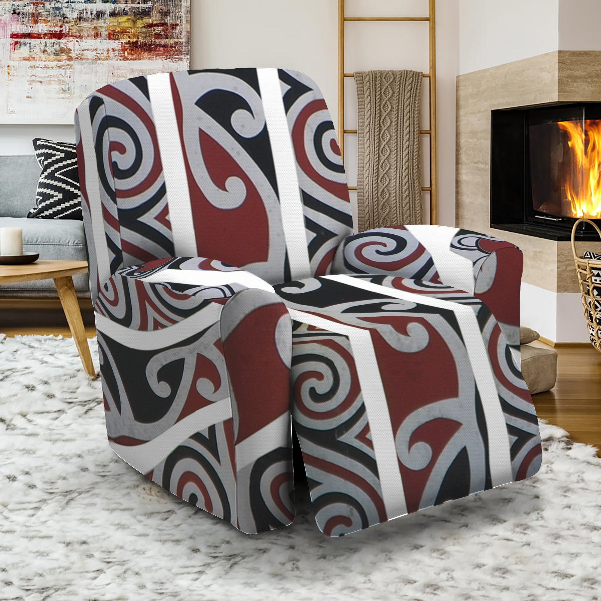 Maori Fence Print Recliner Slipcover