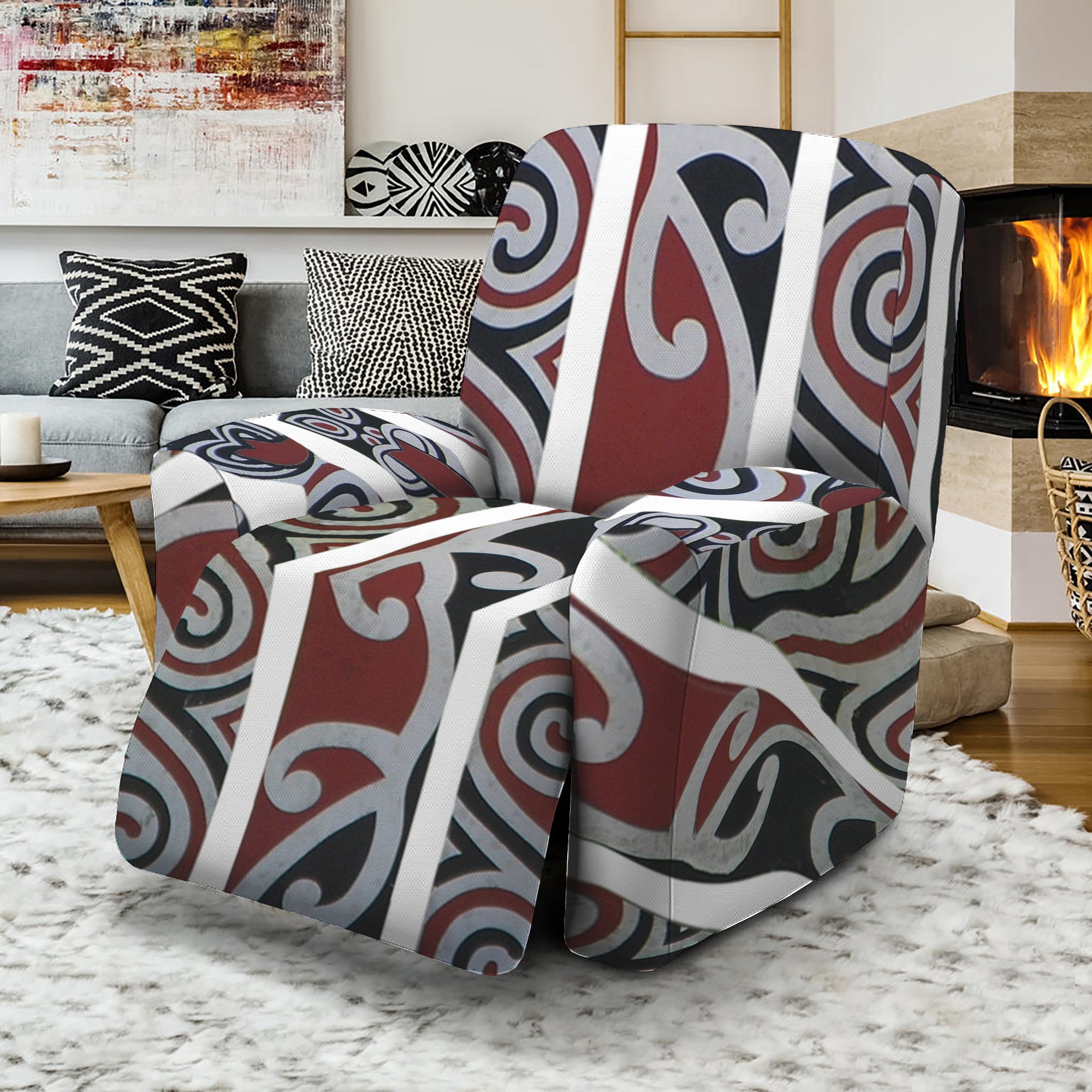 Maori Fence Print Recliner Slipcover