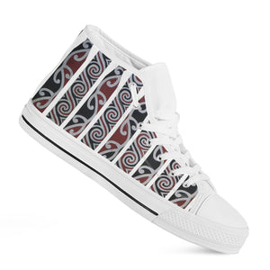 Maori Fence Print White High Top Shoes