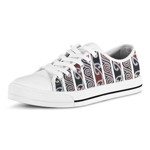 Maori Fence Print White Low Top Shoes