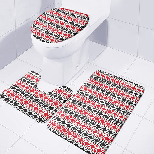 Maori Kowhaiwhai Pattern Print 3 Piece Bath Mat Set