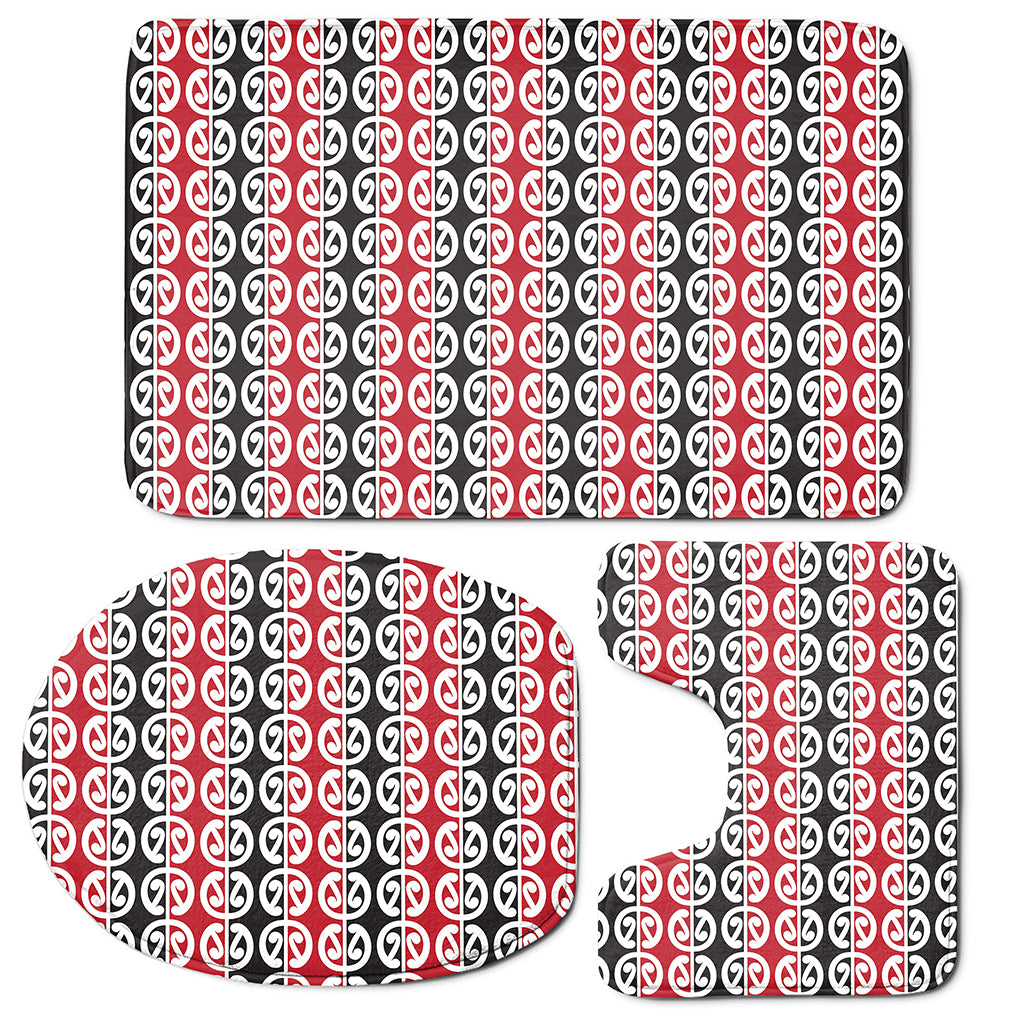 Maori Kowhaiwhai Pattern Print 3 Piece Bath Mat Set