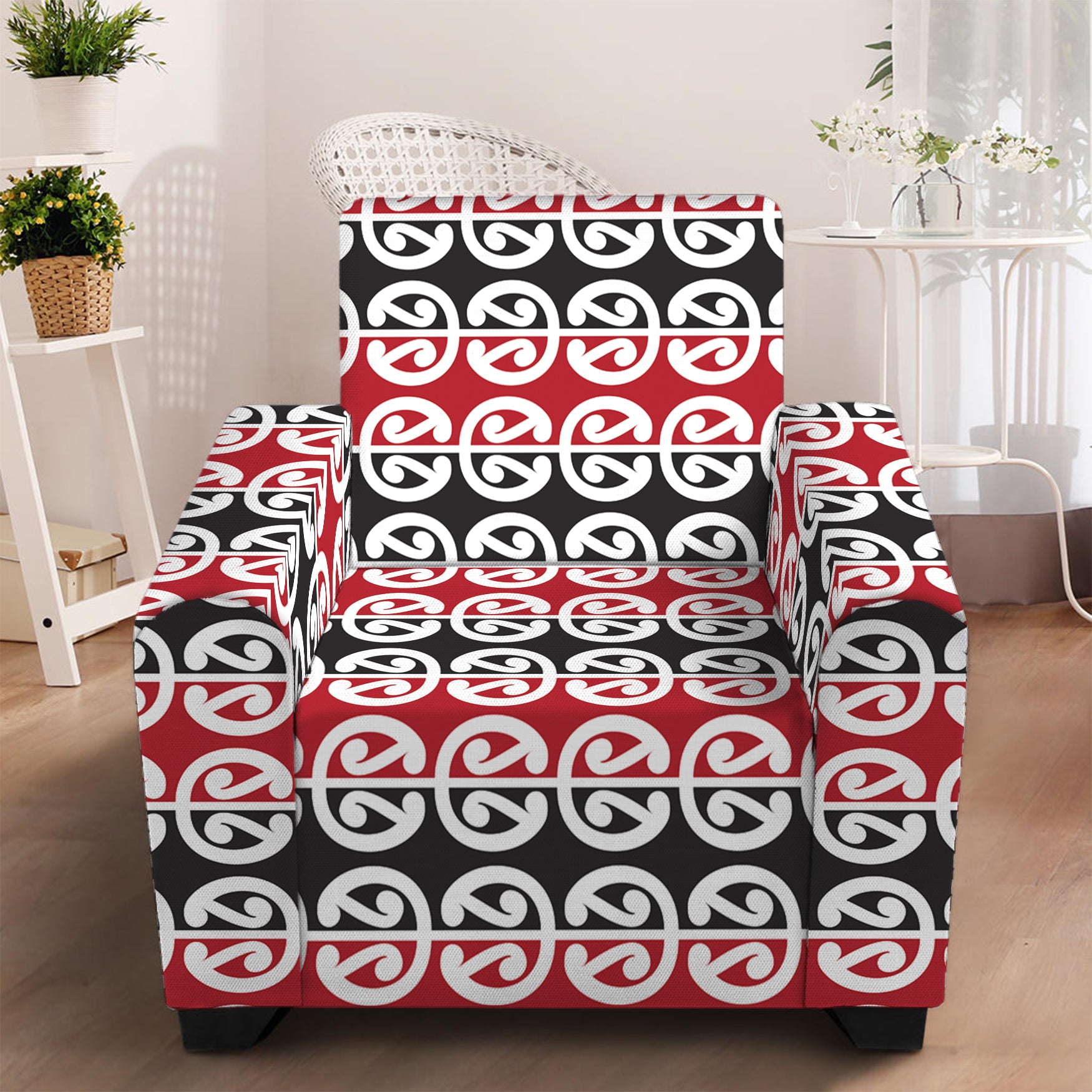 Maori Kowhaiwhai Pattern Print Armchair Slipcover