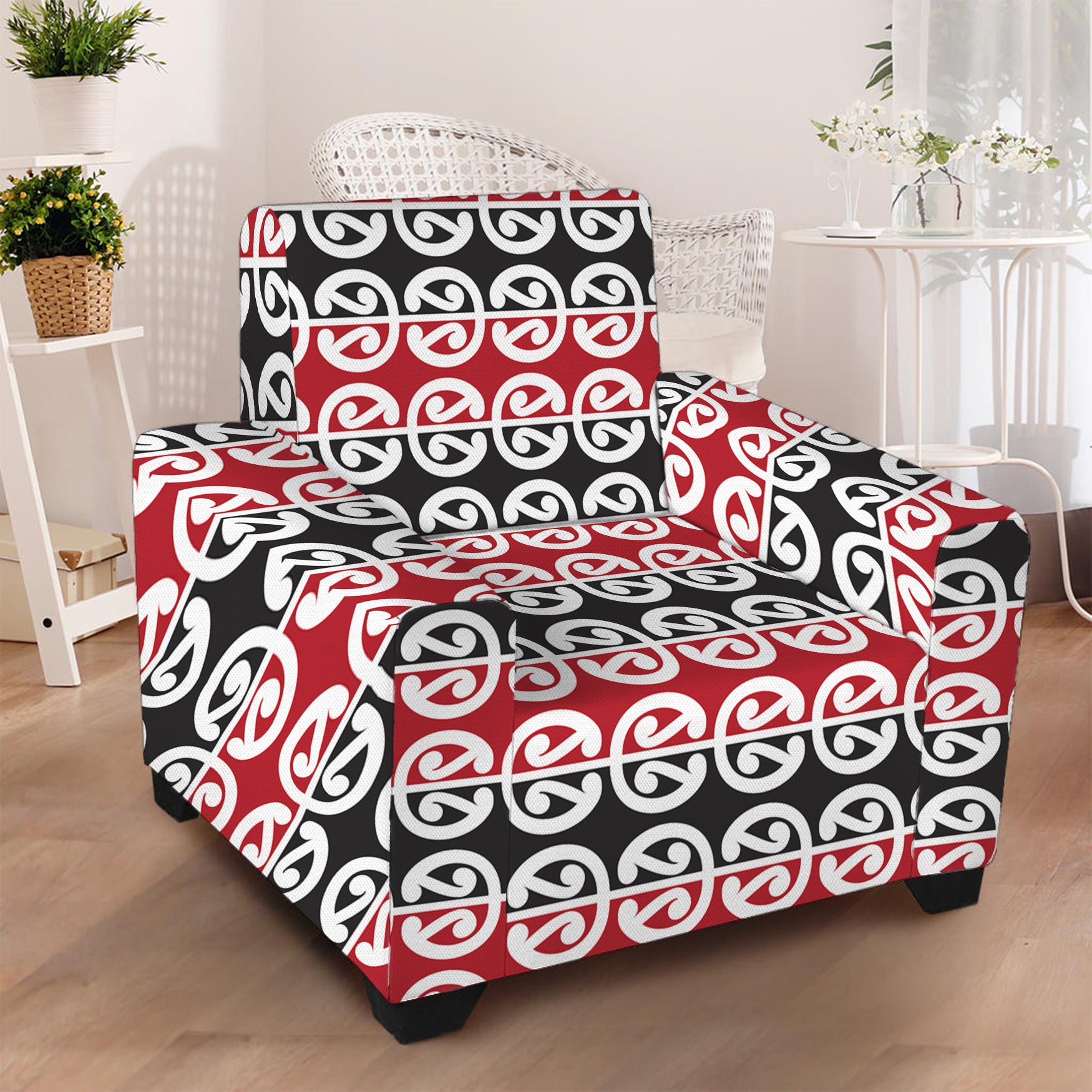 Maori Kowhaiwhai Pattern Print Armchair Slipcover