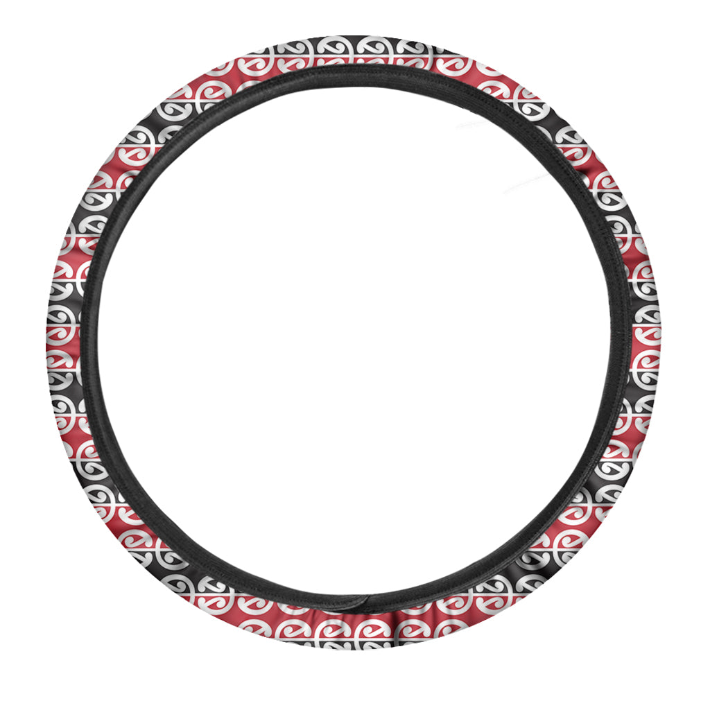 Maori Kowhaiwhai Pattern Print Car Steering Wheel Cover