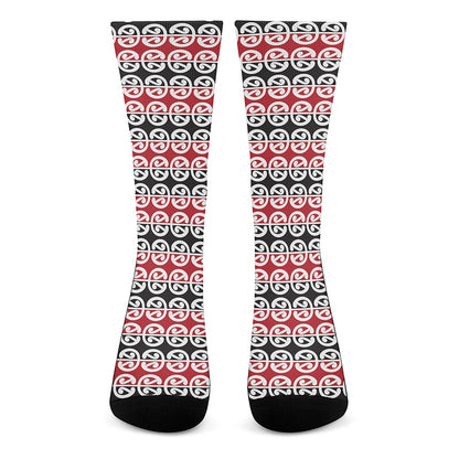 Maori Kowhaiwhai Pattern Print Crew Socks