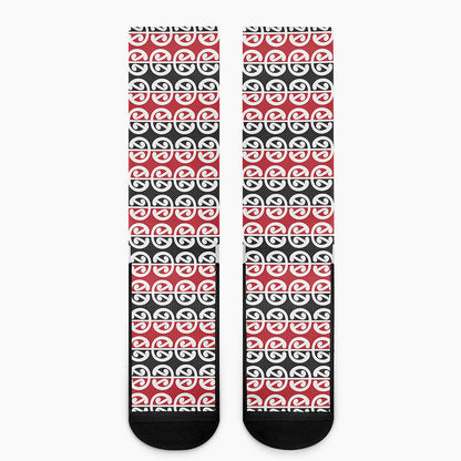 Maori Kowhaiwhai Pattern Print Crew Socks