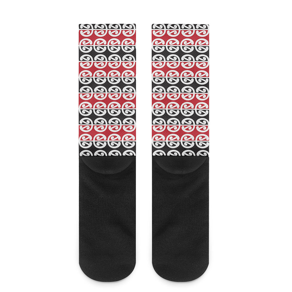 Maori Kowhaiwhai Pattern Print Crew Socks