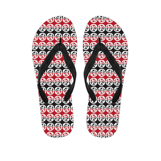 Maori Kowhaiwhai Pattern Print Flip Flops