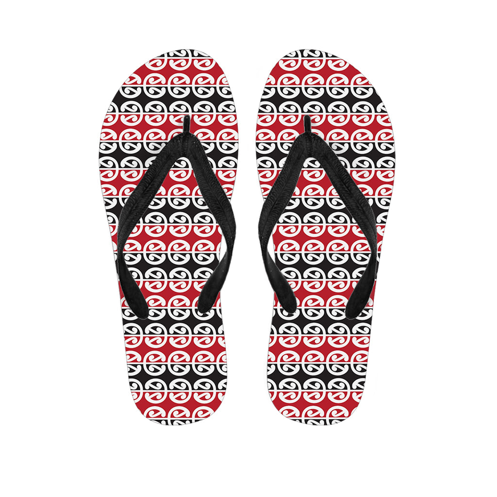 Maori Kowhaiwhai Pattern Print Flip Flops