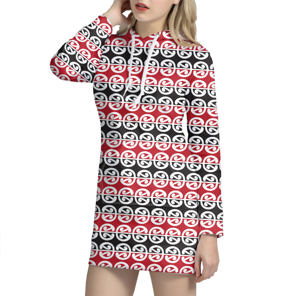 Maori Kowhaiwhai Pattern Print Hoodie Dress