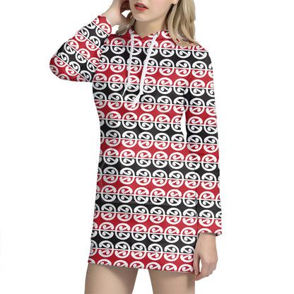 Maori Kowhaiwhai Pattern Print Hoodie Dress