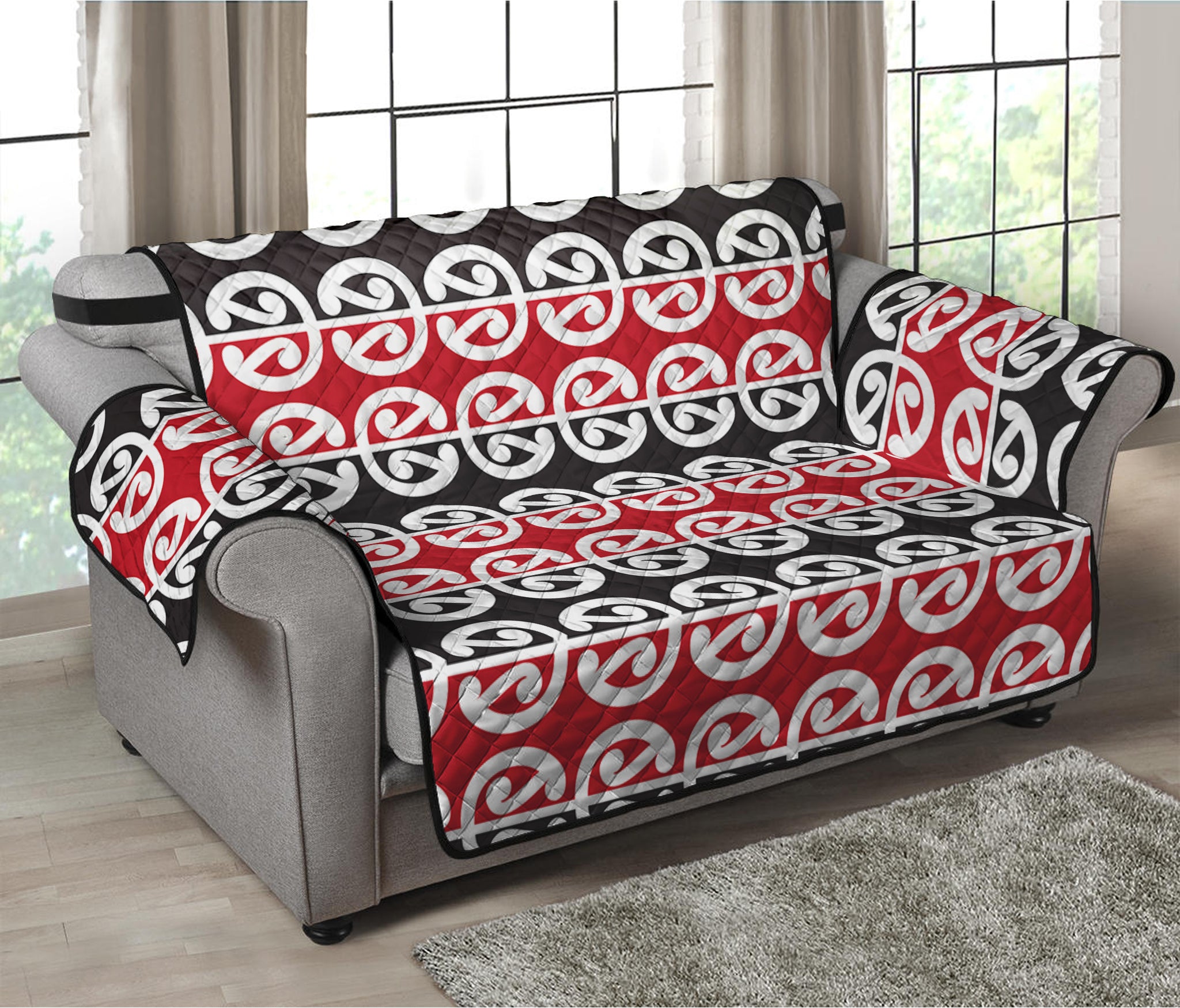 Maori Kowhaiwhai Pattern Print Loveseat Protector